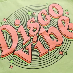 Olio Kids Sinker Knit Full Sleeves Winter T-Shirt With Disco Vibe Text Print - Light Green image 3