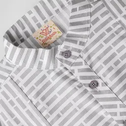 Rikidoos Embosis Hosiery Full Sleeves Abstract Printed Kurta Style Shirt - Grey image 4