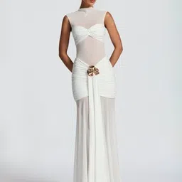 Bee Boe Orchid Mesh Flared Maxi Skirt-picture-37