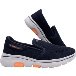 FEET FIRST Men Navy Blue & White Leather Slip-On Sneakers-image-62