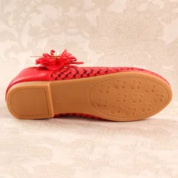 Cute Walk by Babyhug Ballerina Velcro Closure With Floral Applique- Red image 5