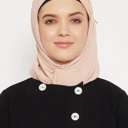 MOMIN LIBAS Women Black Solid Front Open Abaya with Belt image 2