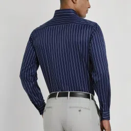 Allen Solly Navy Cotton Regular Fit Striped Shirt image 2