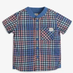 Ed-a-Mamma Infant Boys Blue Cotton Checks Shirt-image-11