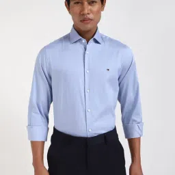 TOMMY HILFIGER Blue Cotton Slim fit Solid Shirt-image-38