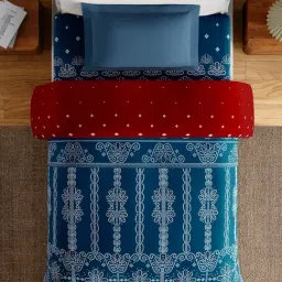 Spaces Dark Teal Cotton Ornate 144 TC Single Quilt image 3