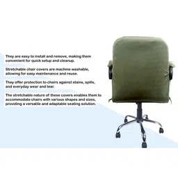 The Furnishing Tree Set Of 2 Green Stretchable Chair Covers With Handle Covers image 2