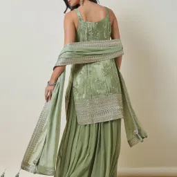 Soch Sap Green Embroidered Kurta With Palazzo & Dupatta image 2