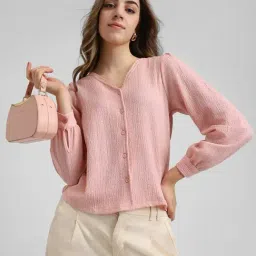 Forever 21 Peach Textured Top-picture-19