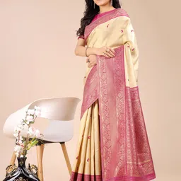 Astita Ethnic Motif Woven Design Zari Banarasi Saree image 5