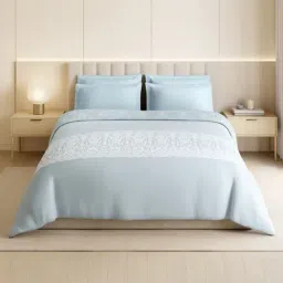 Spaces Light Aqua Cotton Ornate 300 TC Double Quilt-picture-11