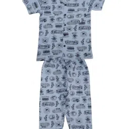 Smarty Kids Blue Printed Shirt with Pyjamas-picture-18