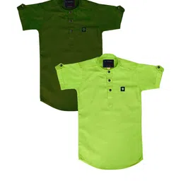 OJ TREND Kids-Boys Green Kurtas-picture-16