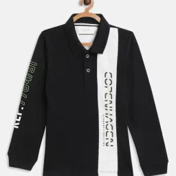 Octave Kids Black Color Block Full Sleeves Polo T-Shirt-picture-32