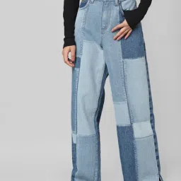 Only Blue Cotton Color-Block High Rise Jeans-picture-24