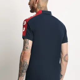 The Bear House Navy Slim Fit Colour Block Polo T-Shirt image 2
