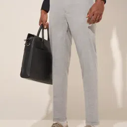 WES Formals by Westside Grey Slim-Fit Mid-Rise Trousers-picture-19