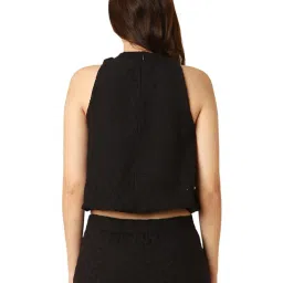 Allen Solly Black Cotton Embroidered Crop Top image 2