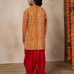 Pspeaches Boys Mustard Regular Fit Printed Kurta Set image 2