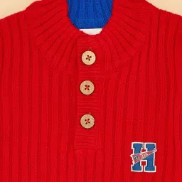 Pantaloons Baby Boys Flame Scarlet Textured Full Sleeves Sweaters & Cardigans image 2