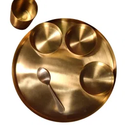 Ambi Brass Super Value Thali Set - Set Of 6 Pieces - Matt Finish image 2