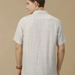 Linen Club Blue Linen Contemporary Fit Checks Shirt image 2