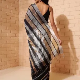 Fabindia Black Cotton Blend Printed Sari image 2