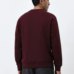 WES Casuals by Westside Burgundy Relaxed Fit Cotton Blend Sweatshirt image 2