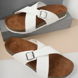 Mozafia Women's White Cross Strap Sandals-picture-14