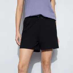 Ginger By Lifestyle Black Cotton Regular Fit Shorts-picture-18