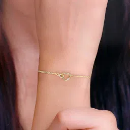 Kai Jewel Sterling Silver Gold Pave Bezel Diamond Heart Bracelet for Women image 2