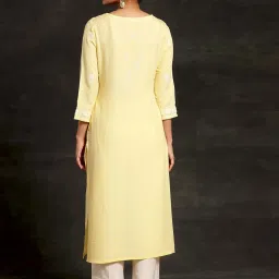 Libas Yellow Embroidered Straight Kurta image 2