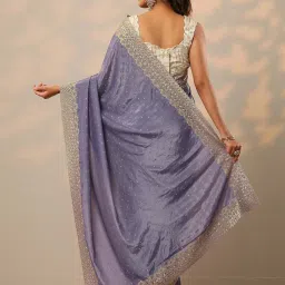Libas Lavender Embellished Saree With Unstitched Blouse image 2