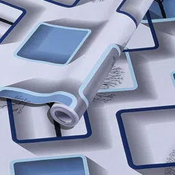 SEKHMET Blue & White Geometric Printed Self Adhesive Wallpaper-image-94