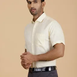 JadeBlue Beige Linen Regular Fit Checked Shirt image 2