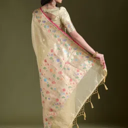 Koskii Yellow Zariwork (Gold) Banarasi Silk Saree image 2