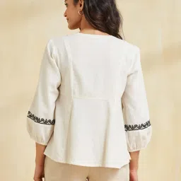 Fabindia Natural Cotton Regular Fit Embroidery Top image 2