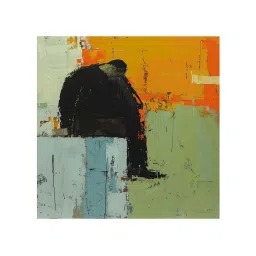 999Store Multicolor Canvas Pensive Figure Wrapped Painting image 2