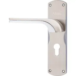 Atom Zinc Alloy Silver Door Handle Lock Set, O-46 C.Y. S/S O.S.K image 3