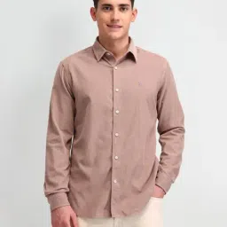 U.S. Polo Assn. Denim Co. Pink Cotton Slim Fit Self Pattern Shirt-picture-13