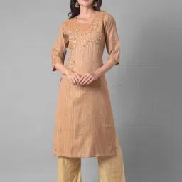 Dollar Missy Beige Embroidered Straight Kurta-image-31