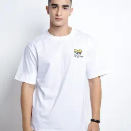 SHOWOFFFF White Cotton Graphic Regular Fit T-Shirt image 2