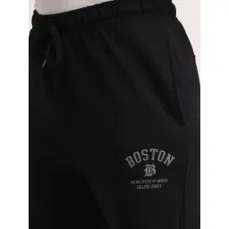 R&B Black Cotton Regular Fit Track Pants image 4