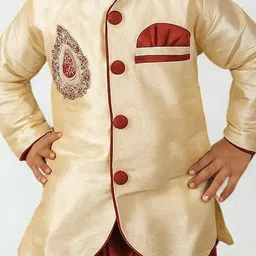 Covetus Kids-Boys Cream Kurta Sets image 3