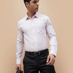Code By Lifestyle Dusty Pink Slim Fit Texture Shirt-picture-12