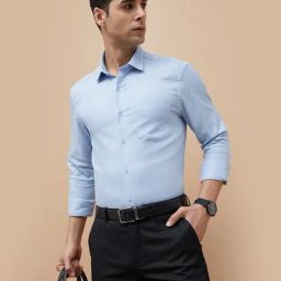 Code By Lifestyle Blue Slim Fit Texture Shirt-picture-13