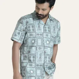 Perch Green Pure Cotton Relaxed Fit Printed Shirt-picture-34