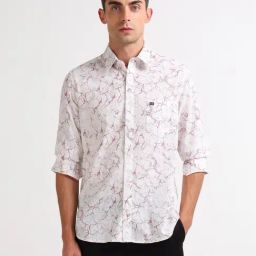Arrow Sport White & Orange Cotton Slim Fit Printed Shirt-picture-35