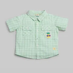Ed-a-Mamma Infant Boys Green Cotton Checks Shirt-image-51