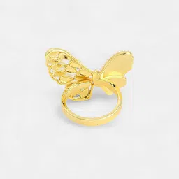 SOHI Gold Plated Artificial Stones Adjustable Butterfly Dreams Statement Finger Ring image 5